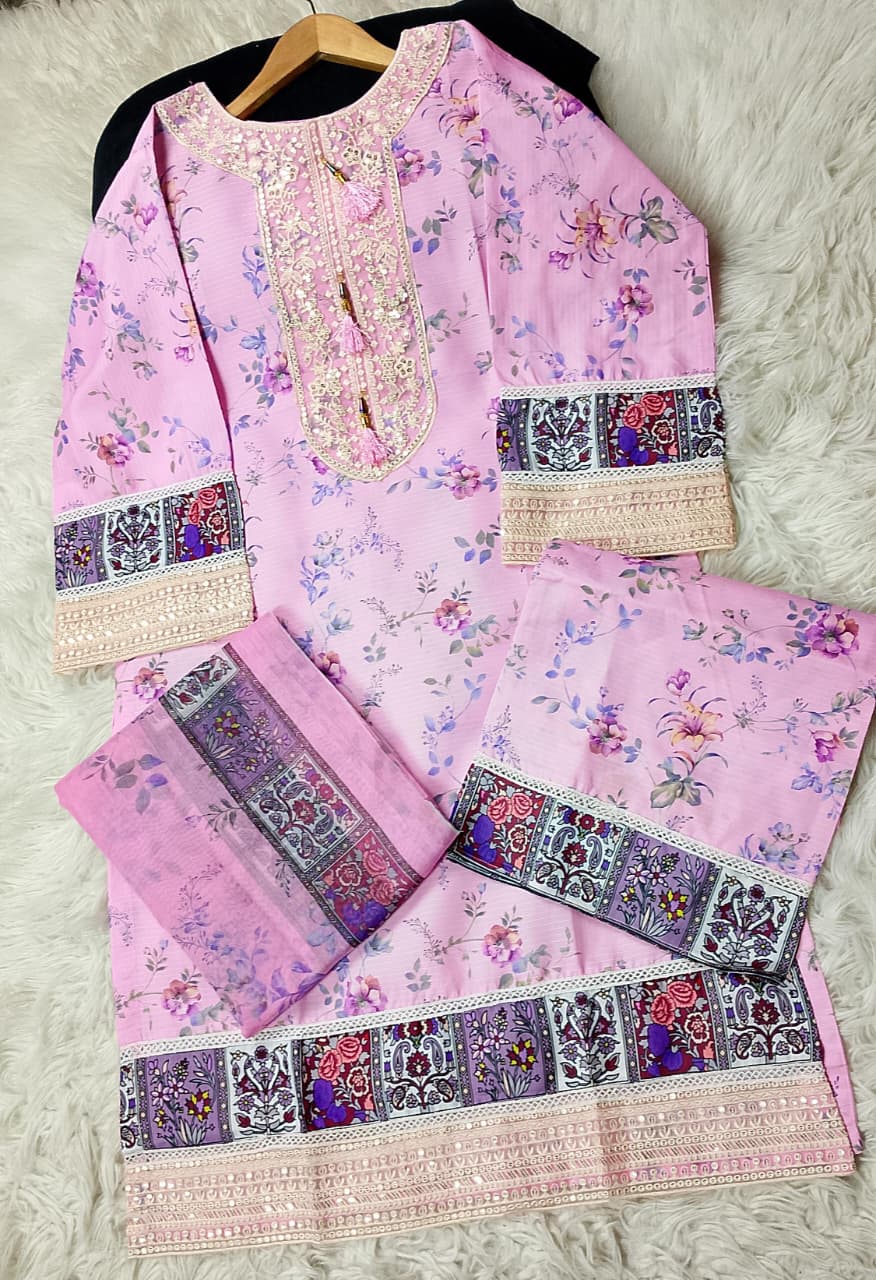 3 PIECE - EMBROIDERED VISCOSE SUIT