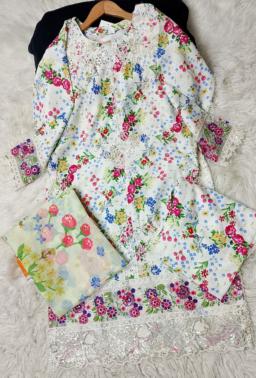 3 PIECE - EMBROIDERED VISCOSE SUIT