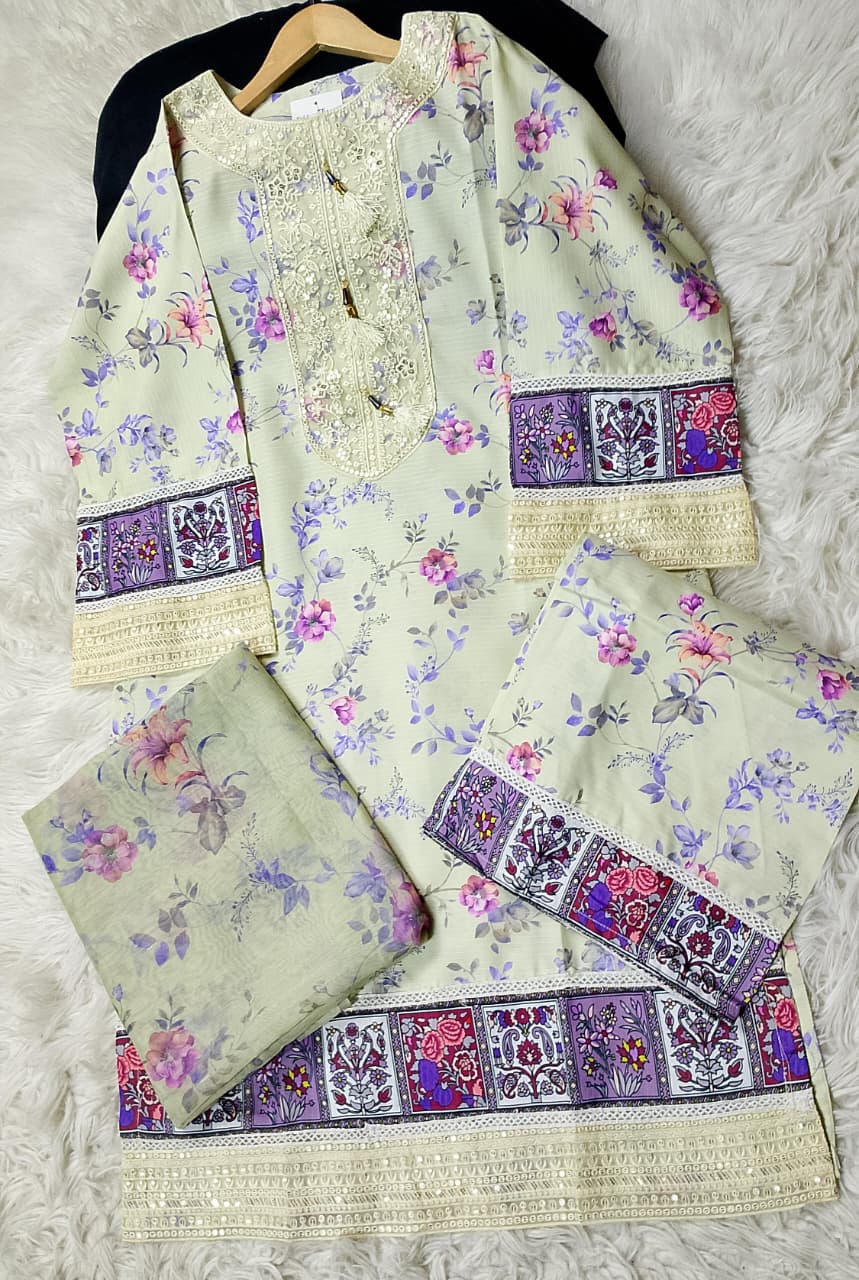 3 PIECE - EMBROIDERED VISCOSE SUIT