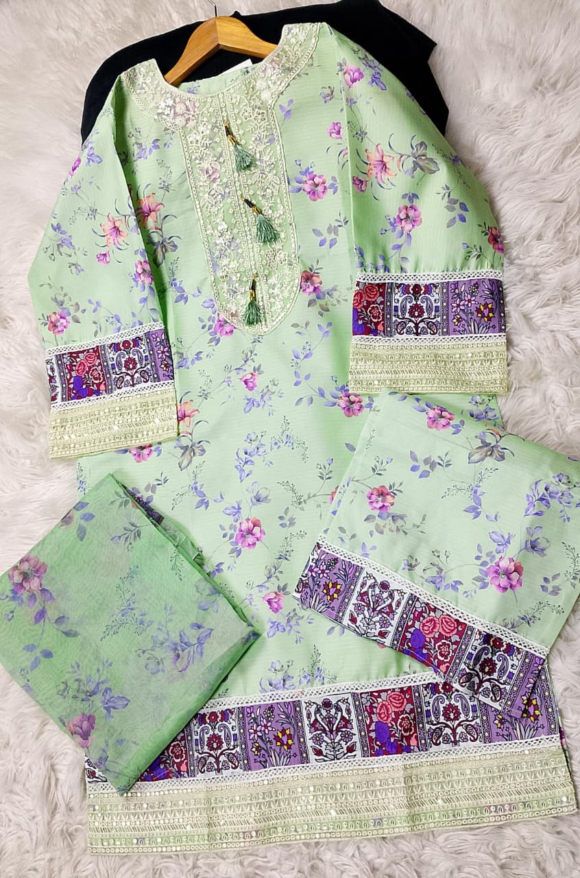 3 PIECE - EMBROIDERED VISCOSE SUIT