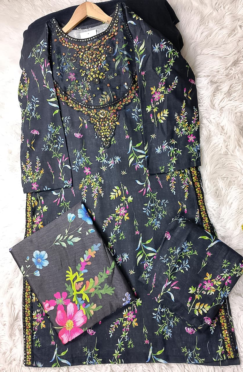 3 PIECE - EMBROIDERED KHADDAR SUIT