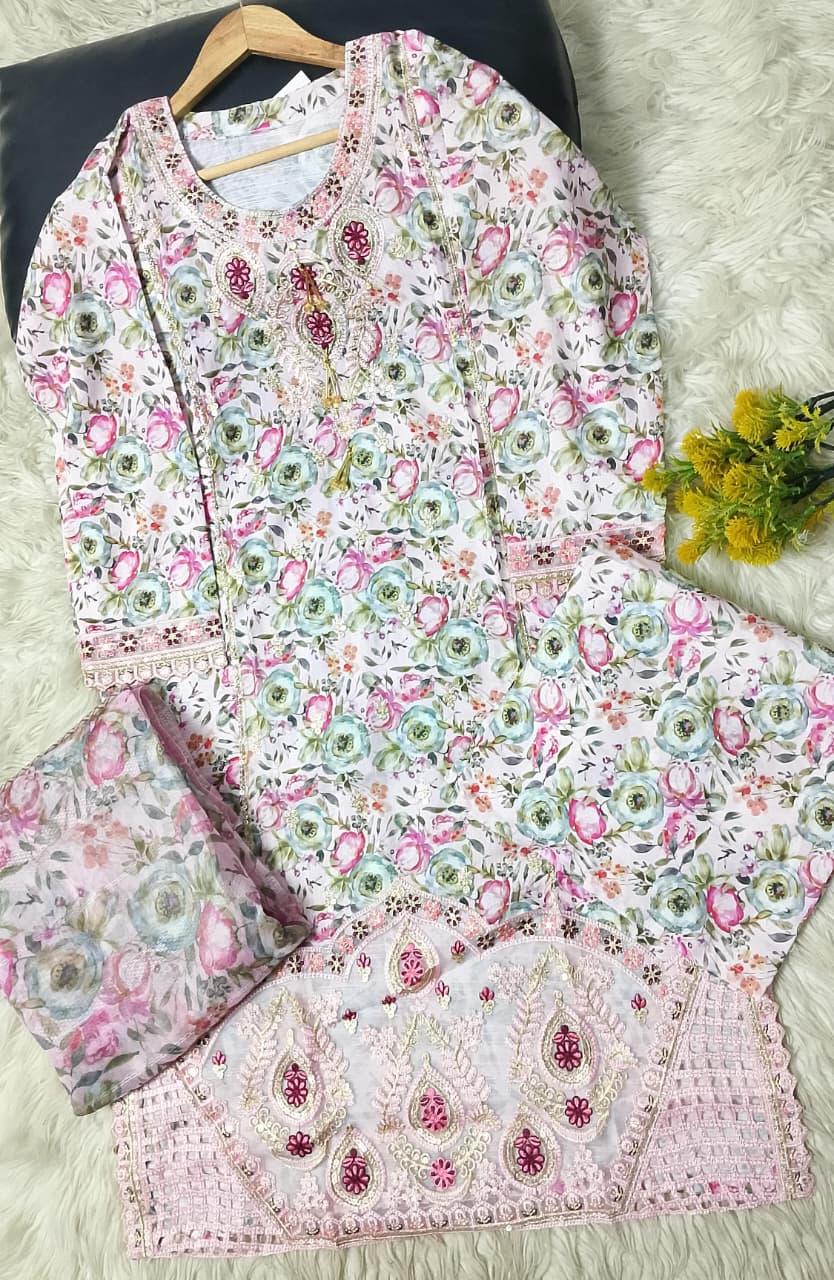 3 PIECE - EMBROIDERED VISCOSE SUIT