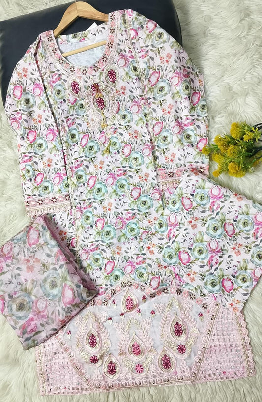 3 PIECE - EMBROIDERED VISCOSE SUIT