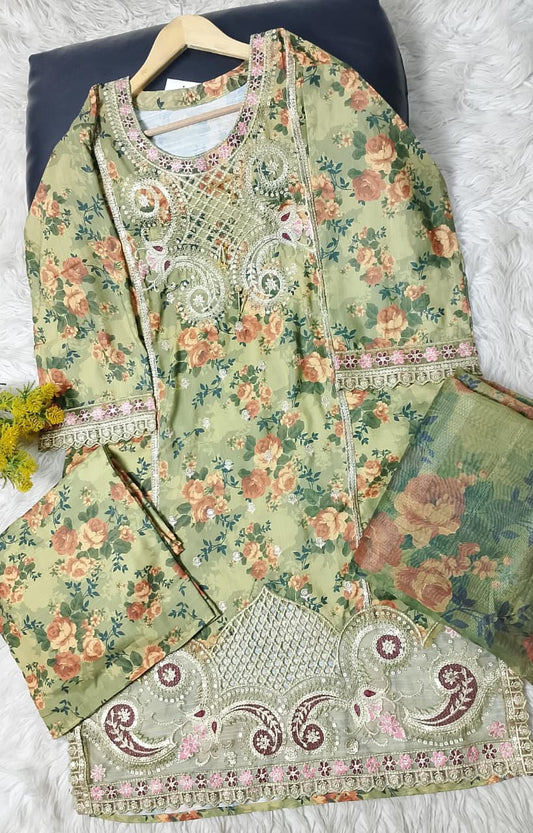 3 PIECE - EMBROIDERED VISCOSE SUIT