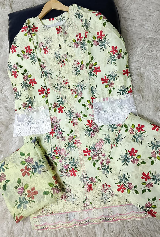 3 PIECE - EMBROIDERED VISCOSE SUIT