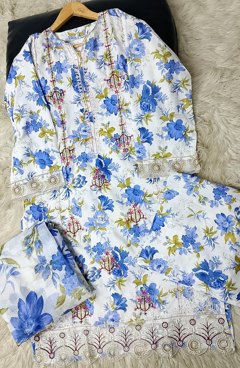 3 PIECE - EMBROIDERED VISCOSE SUIT