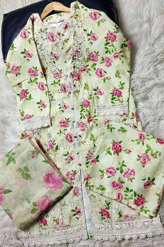 3 PIECE - EMBROIDERED VISCOSE SUIT
