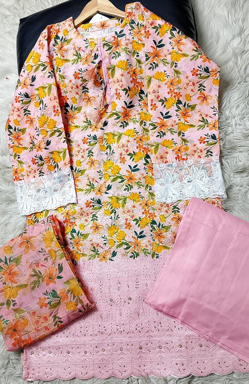 3 PIECE - EMBROIDERED VISCOSE SUIT