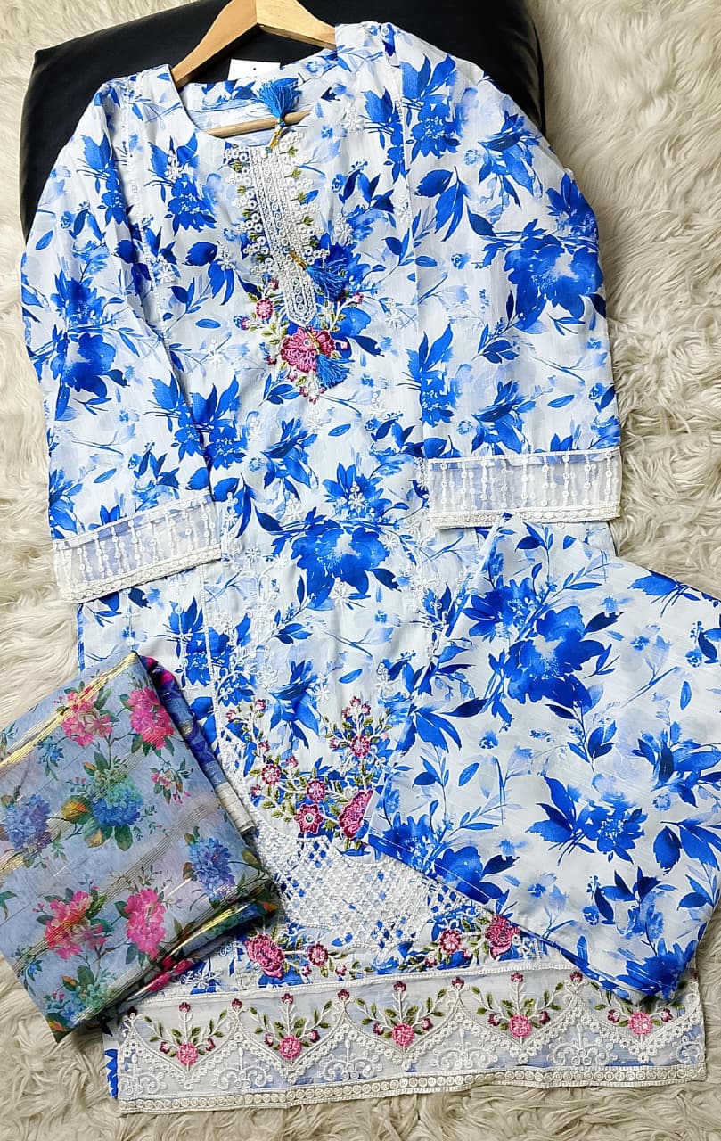 3 PIECE - EMBROIDERED VISCOSE SUIT