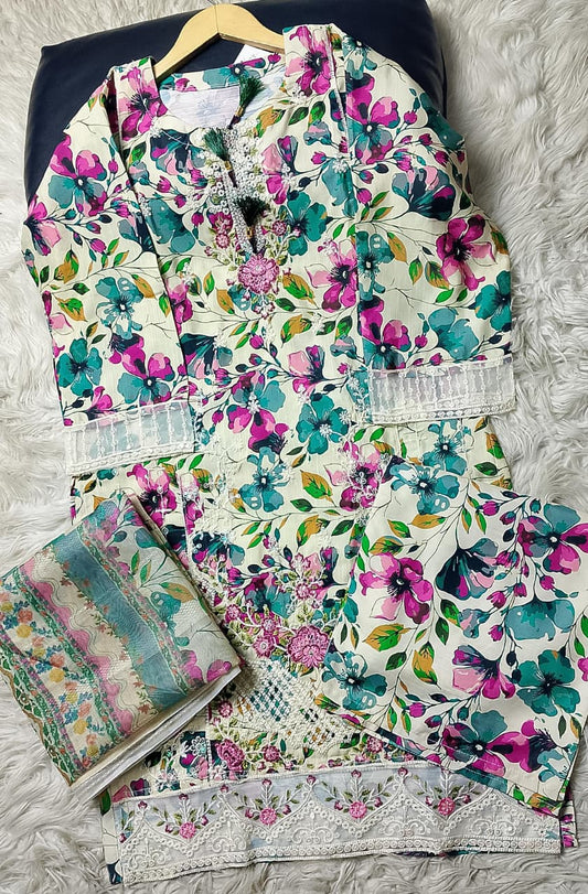 3 PIECE - EMBROIDERED VISCOSE SUIT