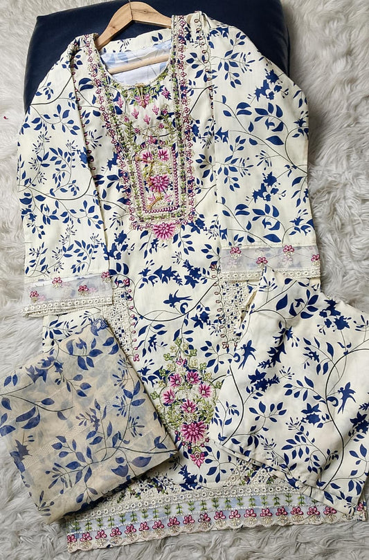 3 PIECE - EMBROIDERED VISCOSE SUIT