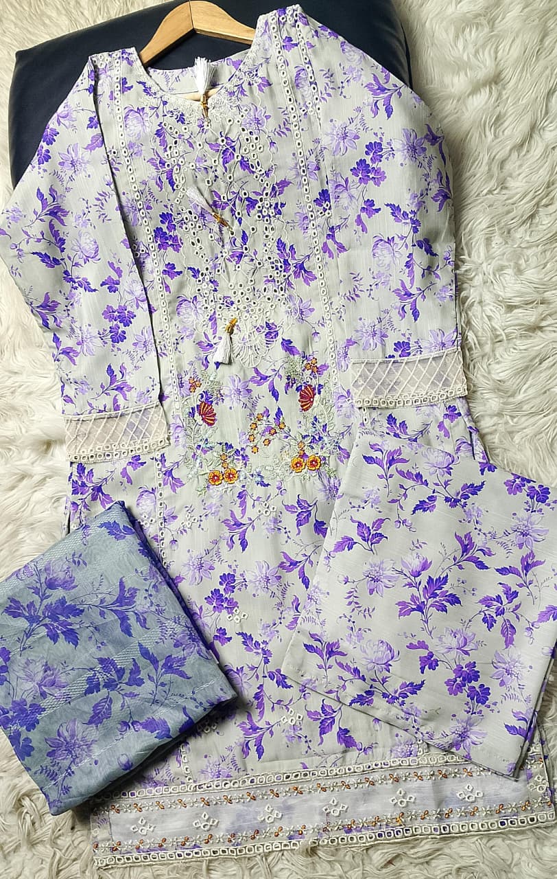 3 PIECE - EMBROIDERED VISCOSE SUIT