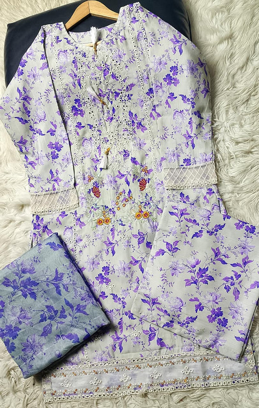 3 PIECE - EMBROIDERED VISCOSE SUIT