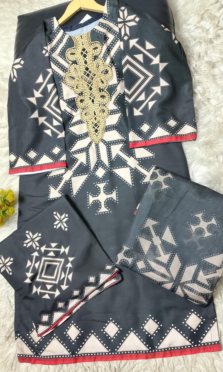 3 PIECE - EMBROIDERED VISCOSE SUIT