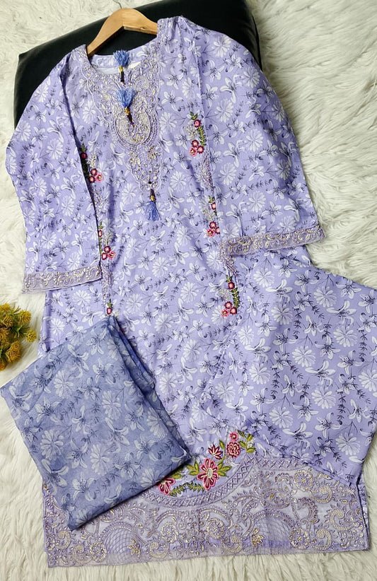 3 PIECE - EMBROIDERED VISCOSE SUIT