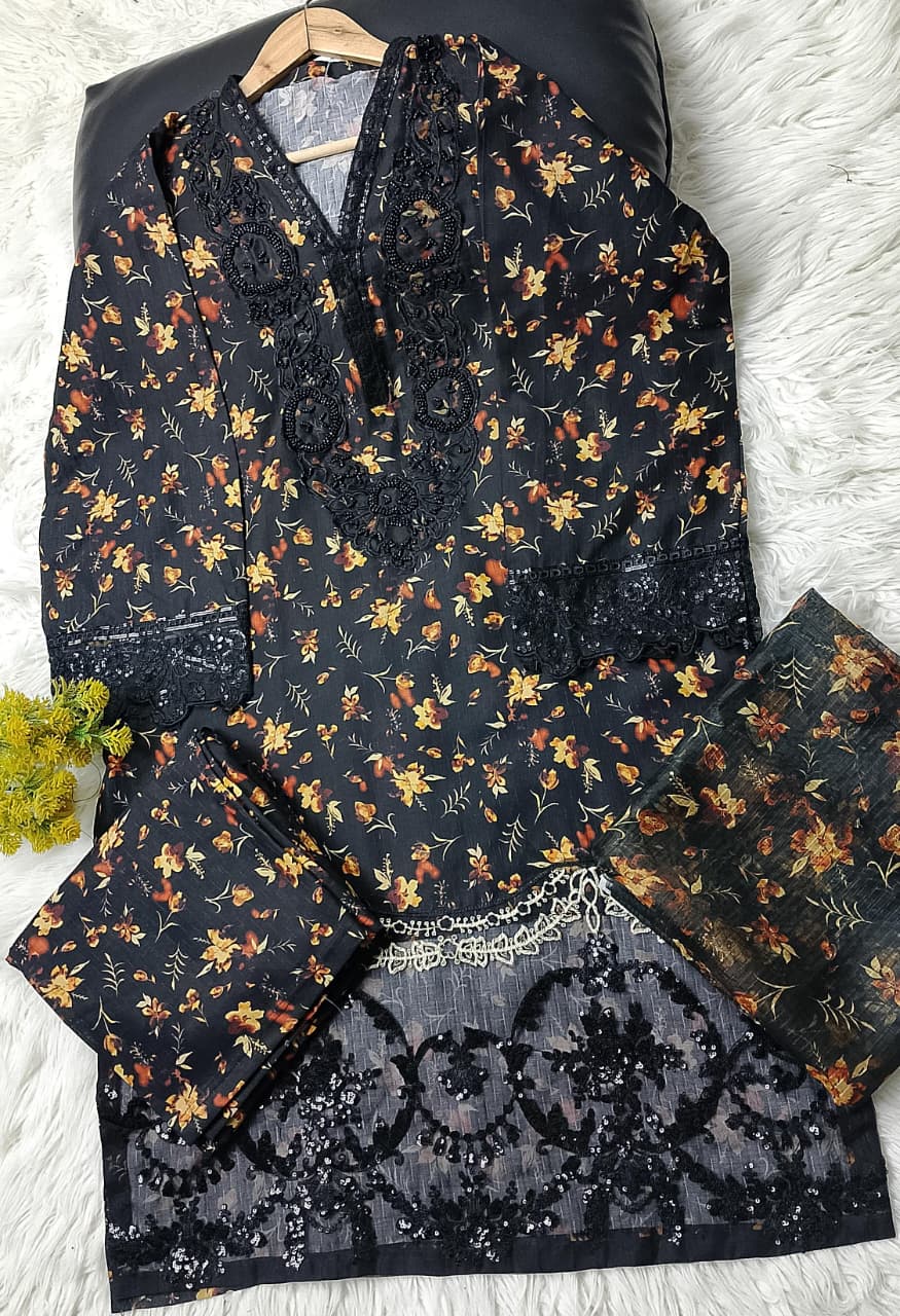 3 PIECE - EMBROIDERED VISCOSE SUIT