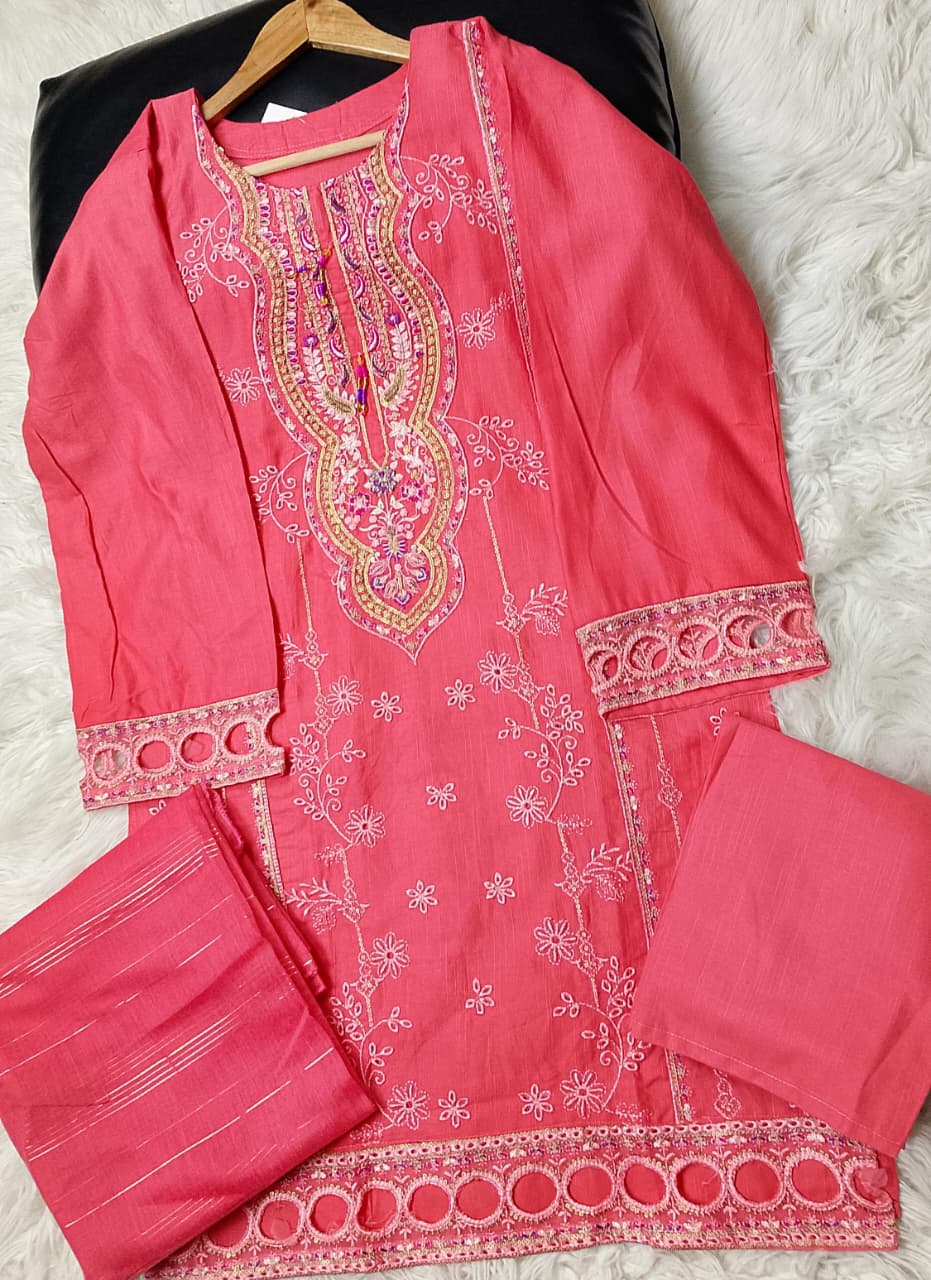 3 PIECE - EMBROIDERED KHADDAR SUIT