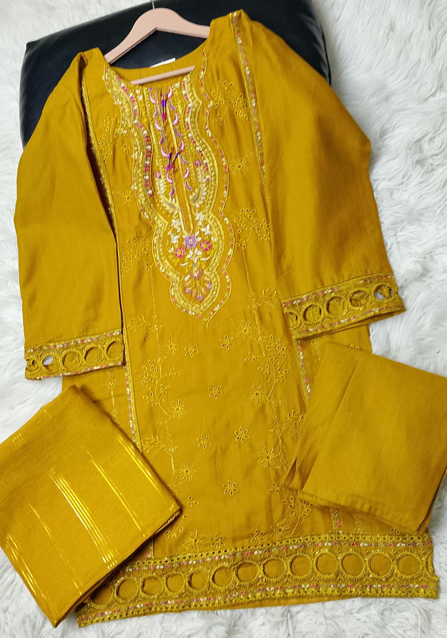 3 PIECE - EMBROIDERED KHADDAR SUIT