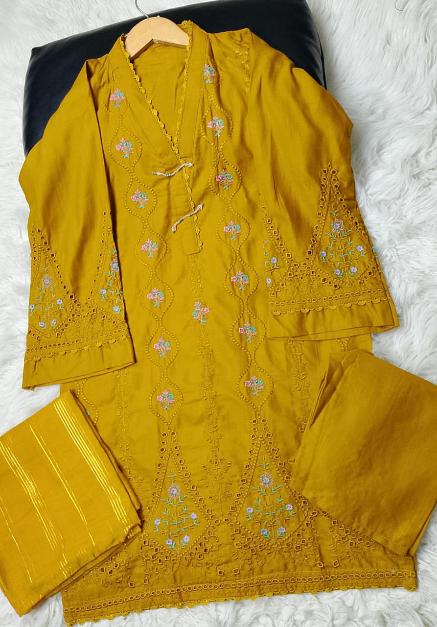 3 PIECE - EMBROIDERED KHADDAR SUIT