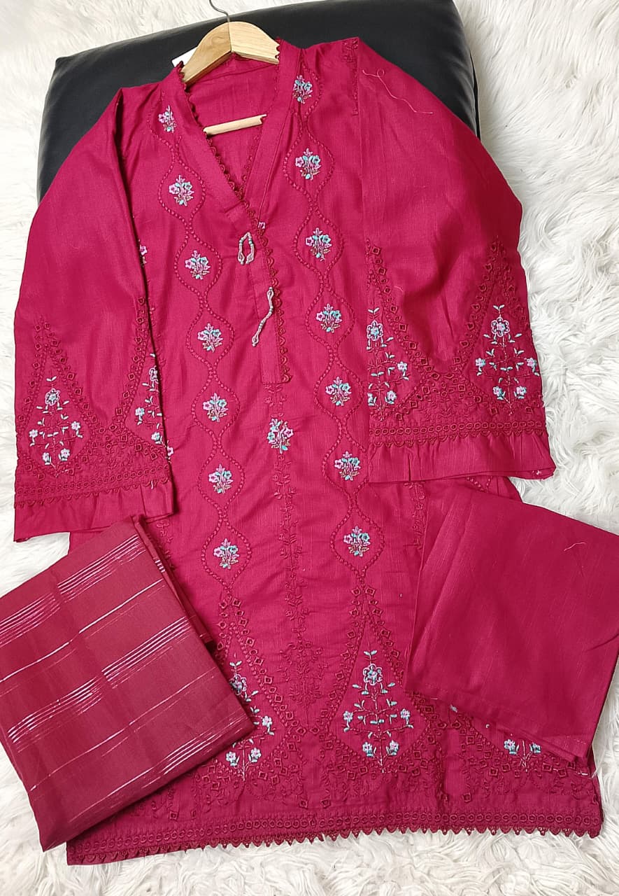 3 PIECE - EMBROIDERED KHADDAR SUIT