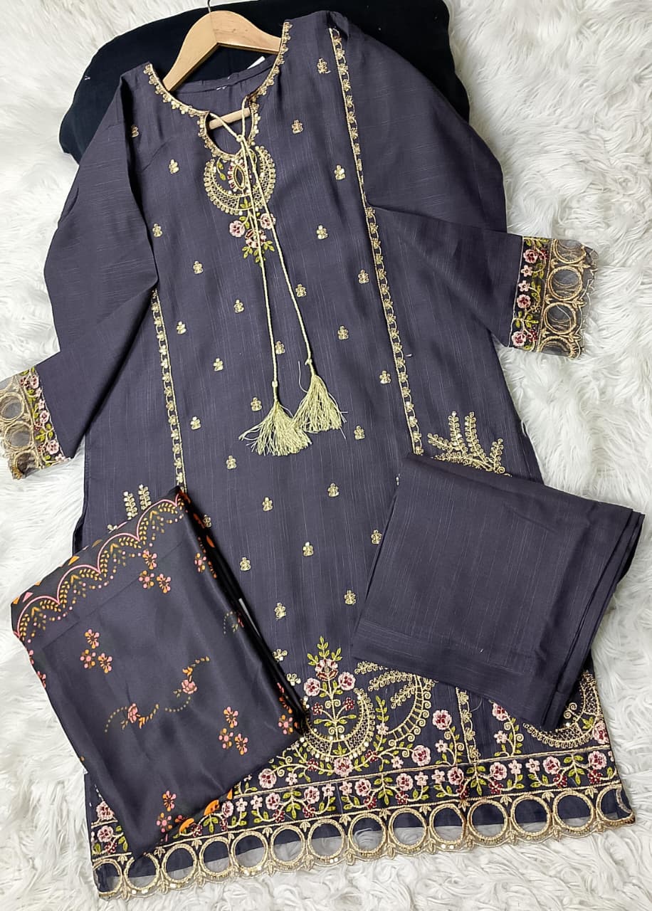 3 PIECE - EMBROIDERED KHADDAR SUIT