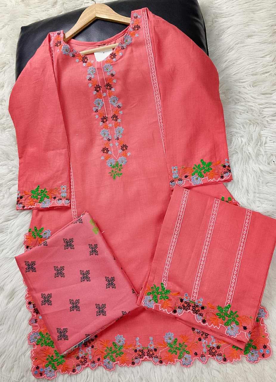 3 PIECE - EMBROIDERED KHADDAR SUIT