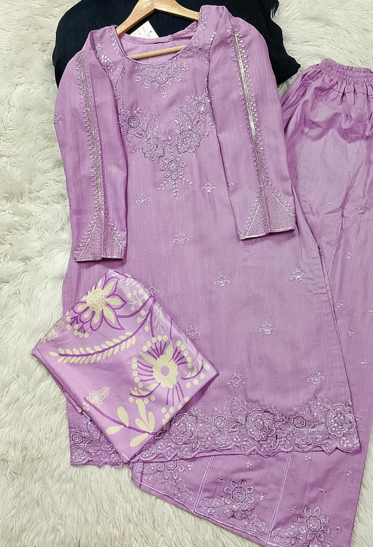 3 PIECE - EMBROIDERED KHADDAR SUIT