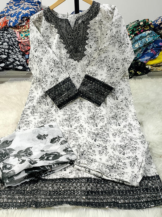 3 PIECE - EMBROIDERED / PRINTED LAWN SUIT