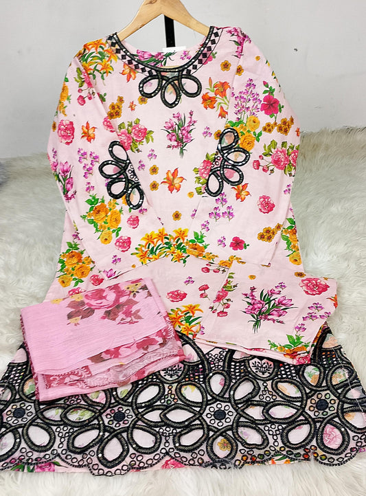 3 PIECE - EMBROIDERED / PRINTED LAWN SUIT