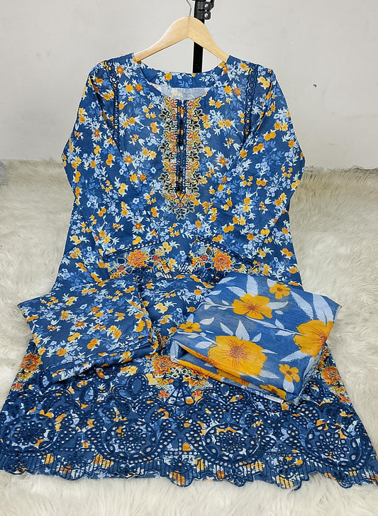 3 PIECE - EMBROIDERED / PRINTED LAWN SUIT