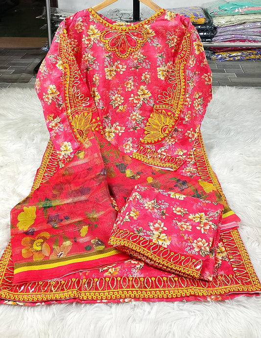 3 PIECE - EMBROIDERED / PRINTED LAWN SUIT