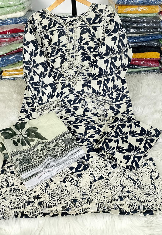 3 PIECE - EMBROIDERED / PRINTED LAWN SUIT
