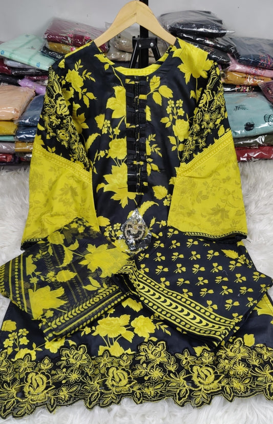 3 PIECE - EMBROIDERED / PRINTED LAWN SUIT