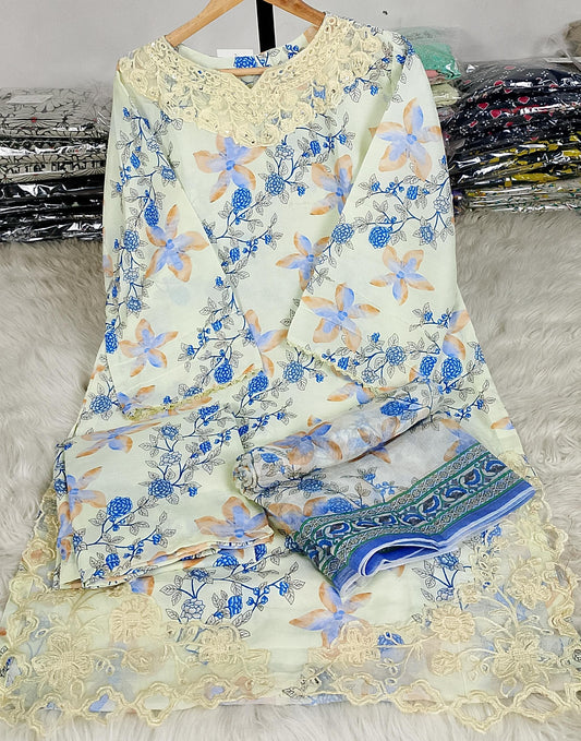 3 PIECE - EMBROIDERED / PRINTED LAWN SUIT