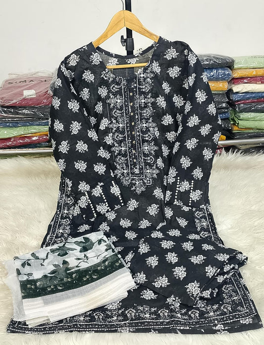 3 PIECE - EMBROIDERED KHADDAR SUIT