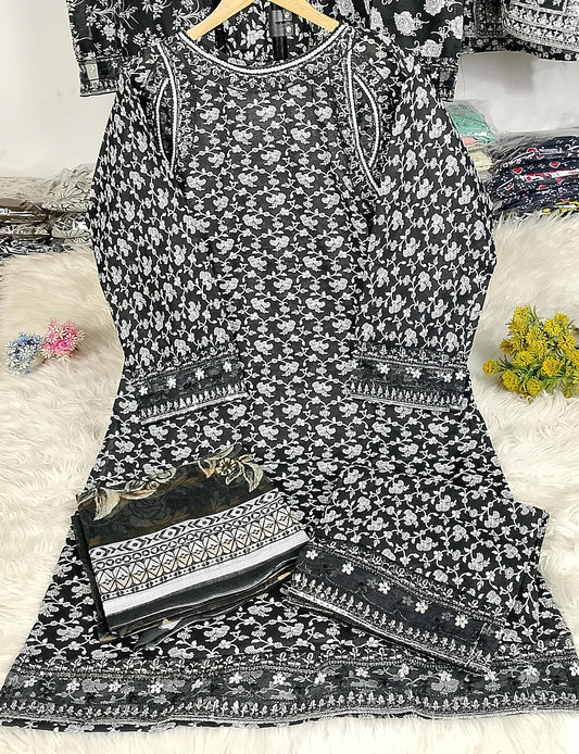 3 PIECE - EMBROIDERED KHADDAR SUIT