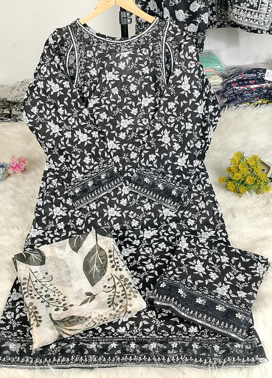 3 PIECE - EMBROIDERED KHADDAR SUIT