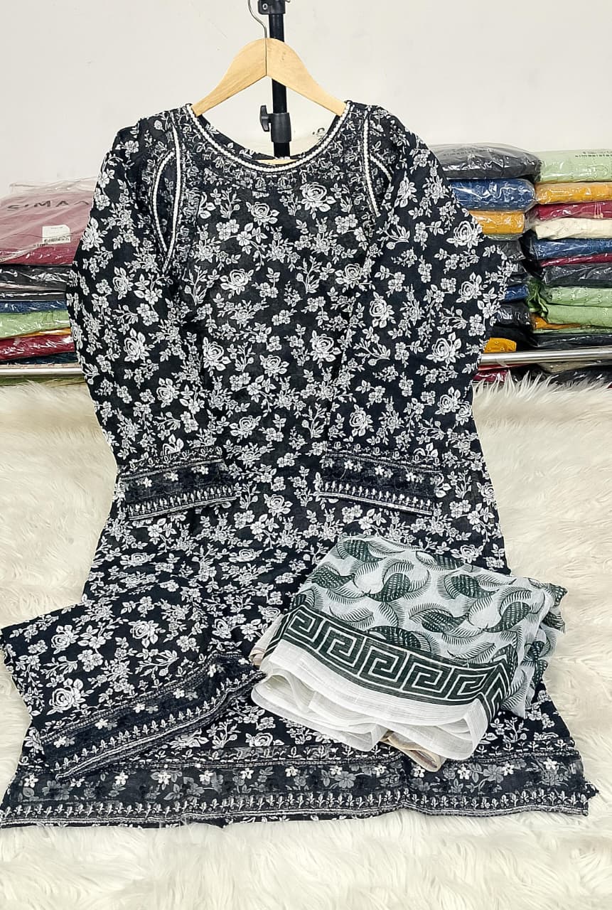 3 PIECE - EMBROIDERED KHADDAR SUIT