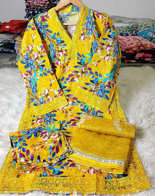 3 PIECE - EMBROIDERED / PRINTED LAWN SUIT