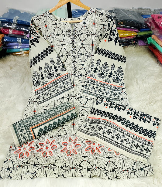 3 PIECE - EMBROIDERED / PRINTED LAWN SUIT
