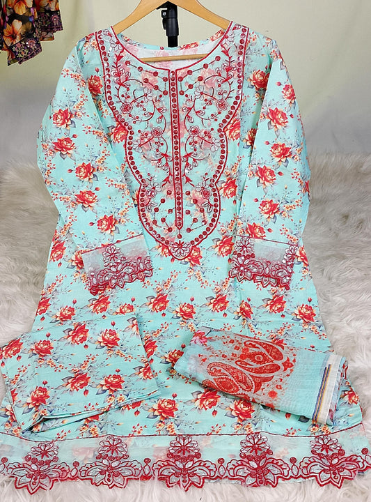 3 PIECE - EMBROIDERED / PRINTED LAWN SUIT