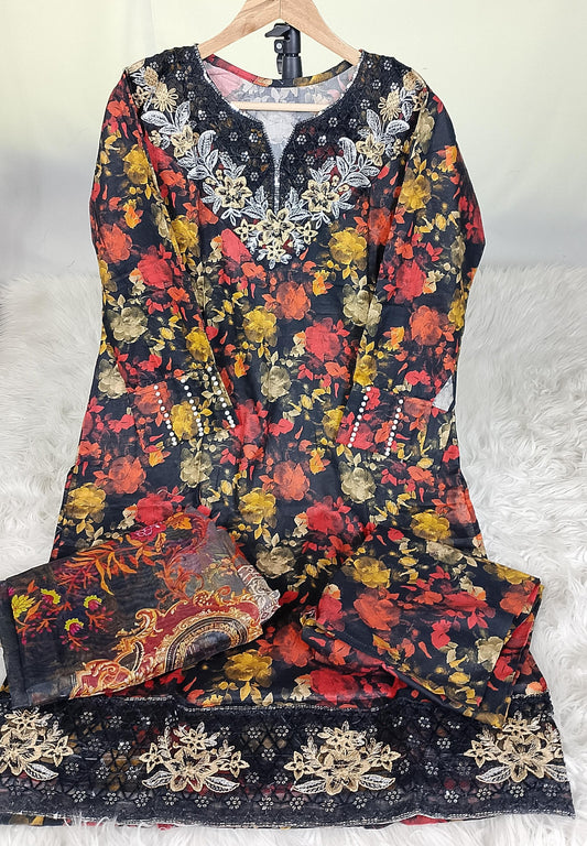 3 PIECE - EMBROIDERED / PRINTED LAWN SUIT