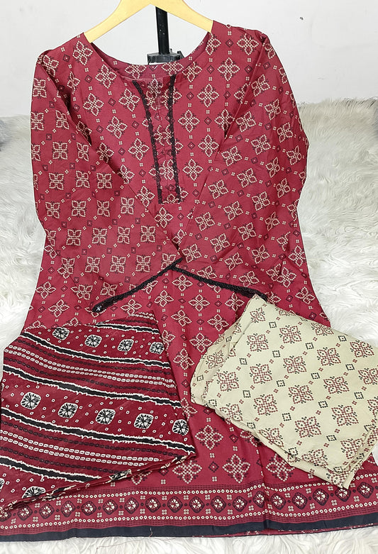 3 PIECE - EMBROIDERED / PRINTED LAWN SUIT