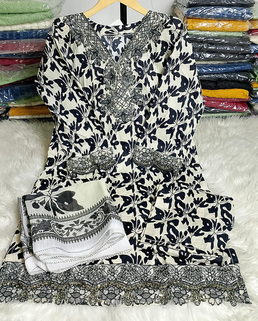 3 PIECE - EMBROIDERED / PRINTED LAWN SUIT