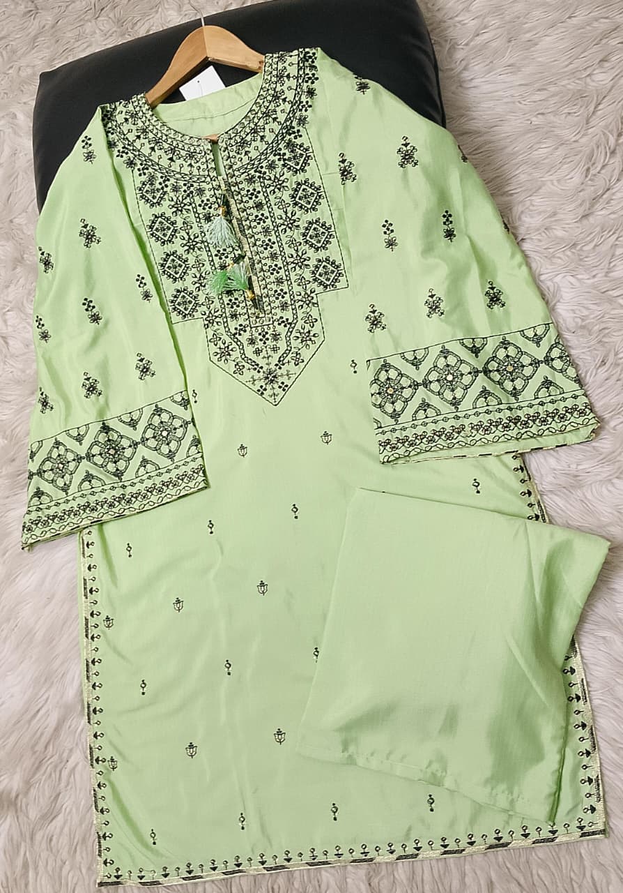 2 PIECE - EMBROIDERED VISCOSE SUIT