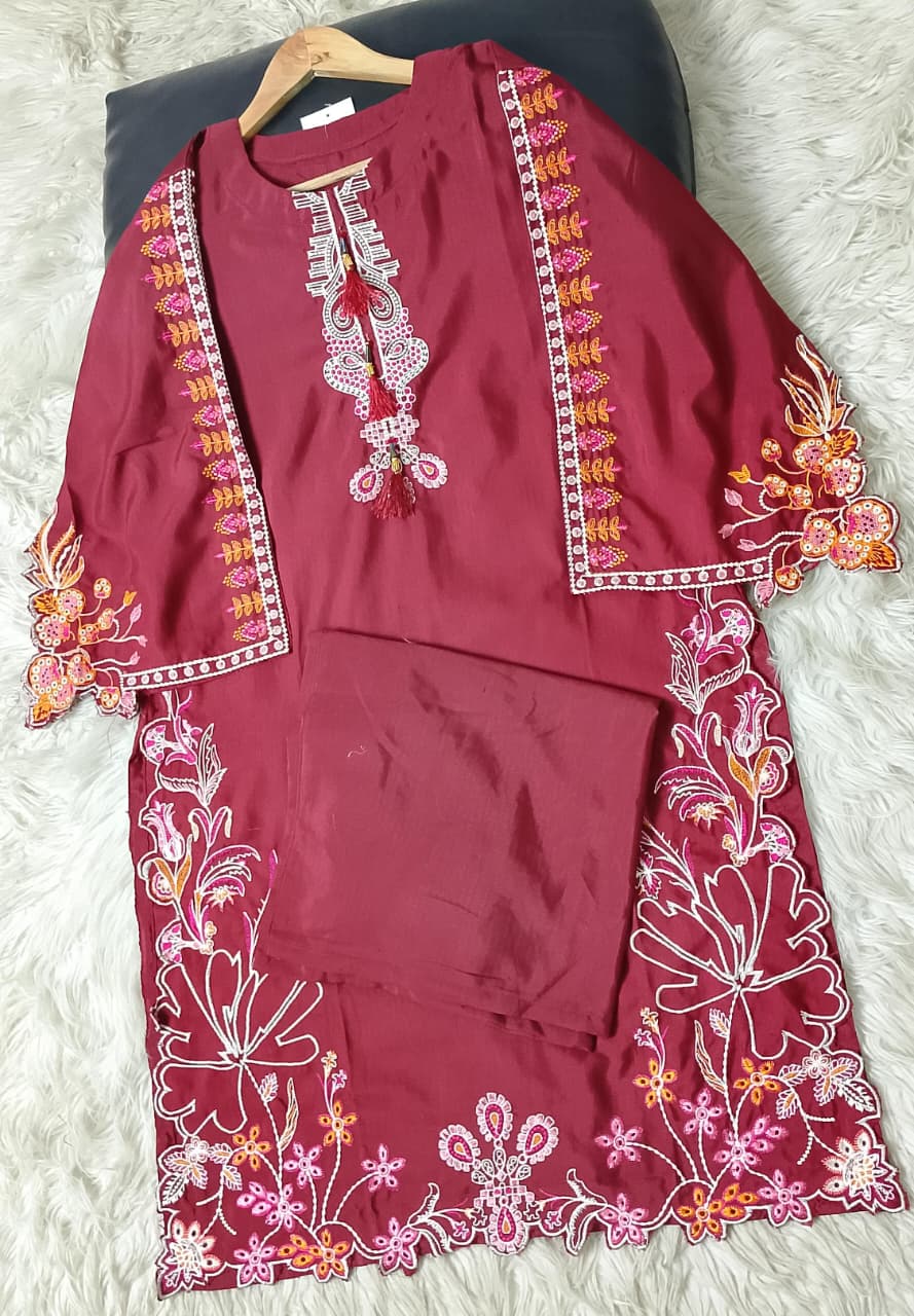 2 PIECE - EMBROIDERED VISCOSE SUIT