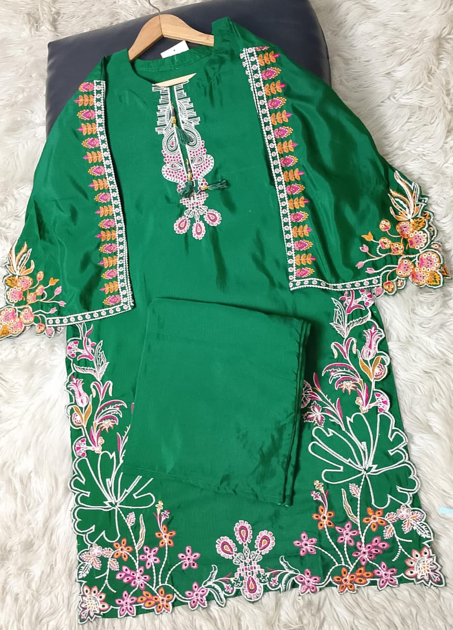2 PIECE - EMBROIDERED VISCOSE SUIT