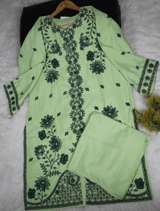 2 PIECE - EMBROIDERED VISCOSE SUIT