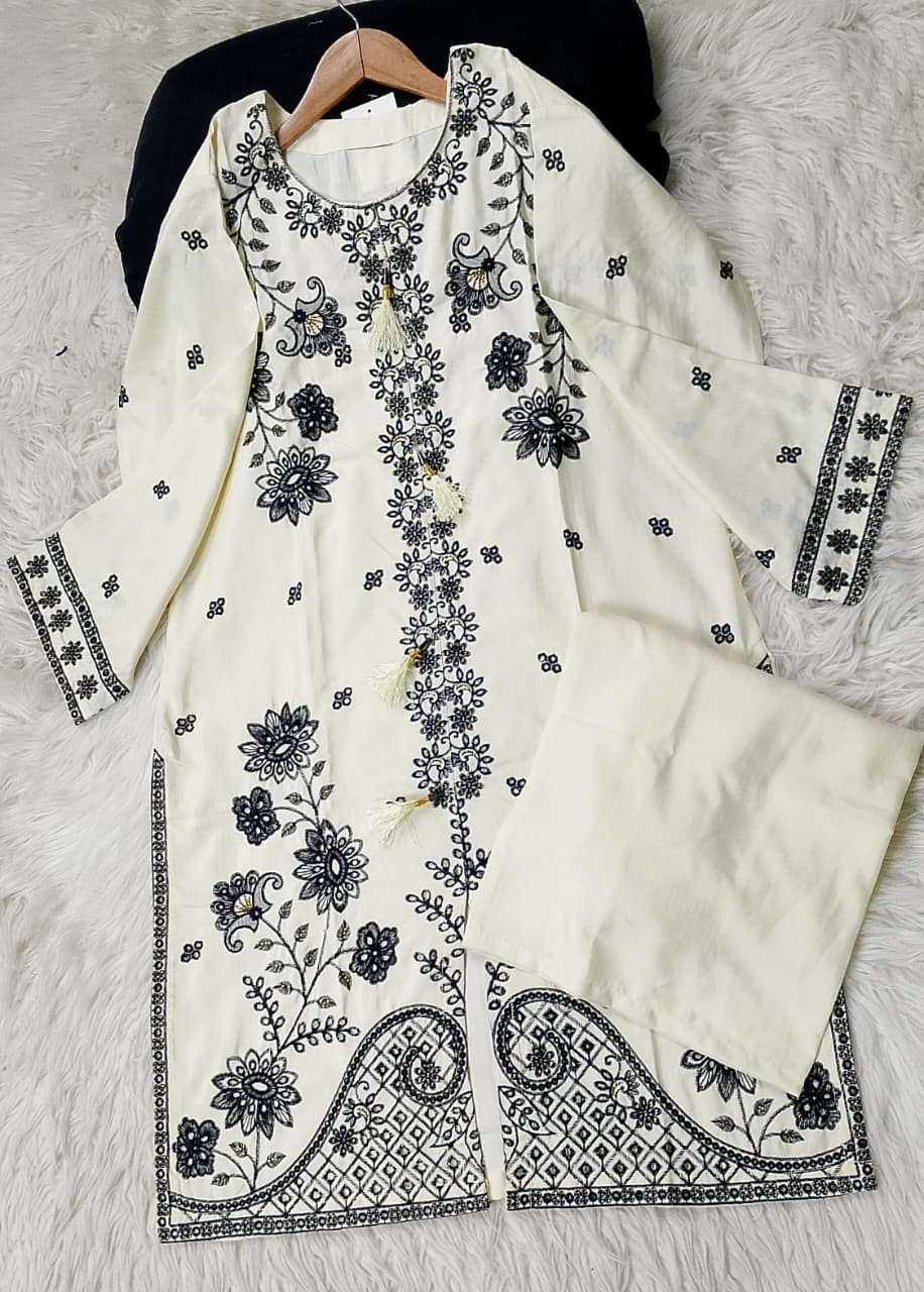 2 PIECE - EMBROIDERED VISCOSE SUIT