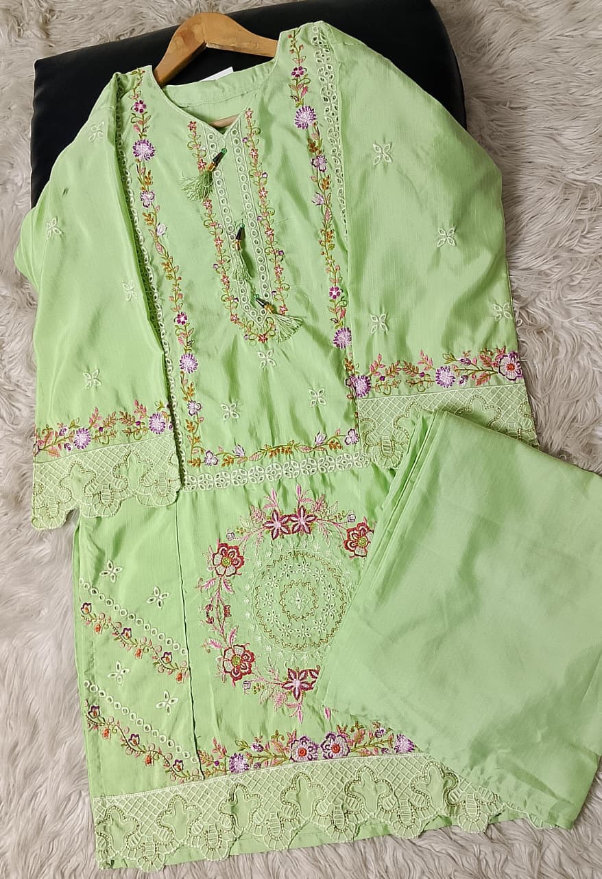 2 PIECE - EMBROIDERED VISCOSE SUIT